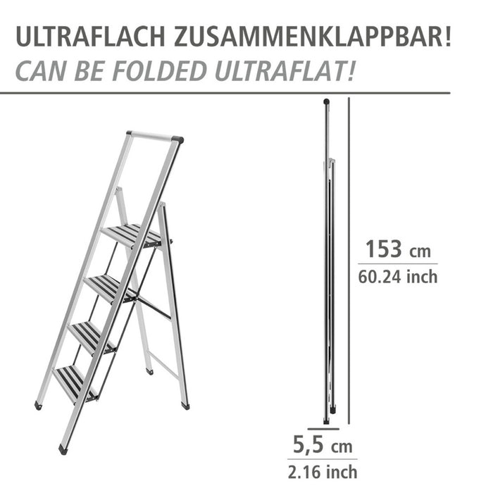 Alu-Design Klapptrittleiter 4-stufig Silber