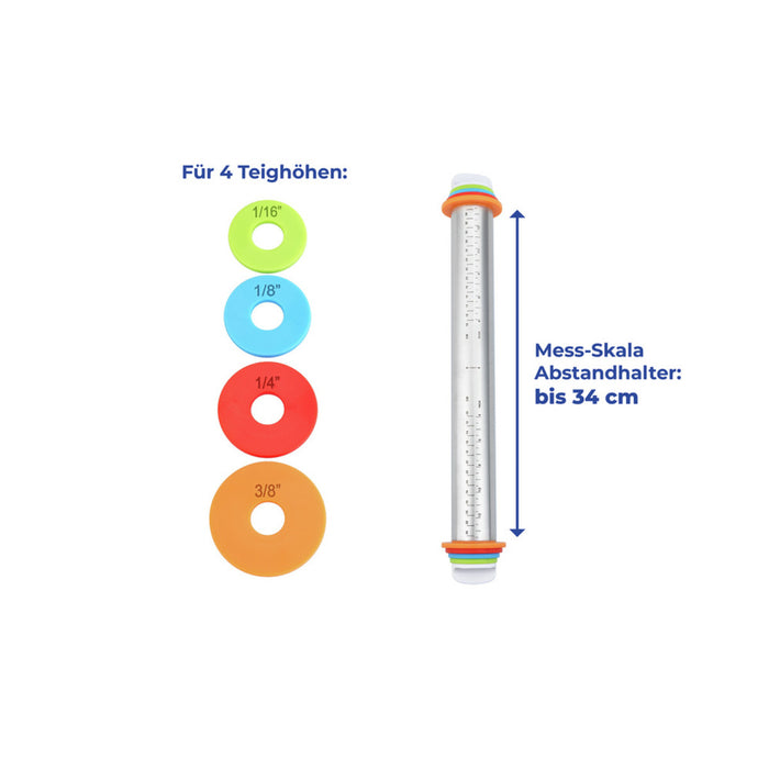 Teigrolle mit Abstandhalter EDELSTAHL