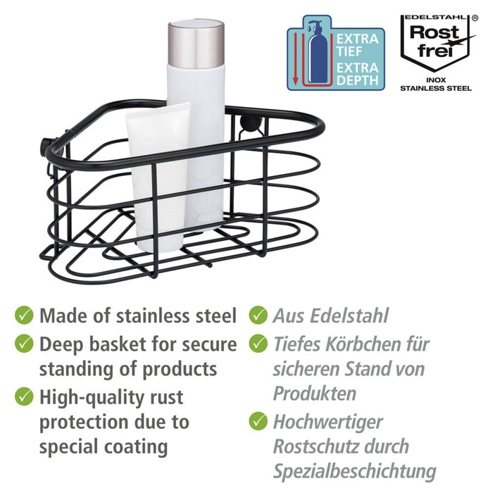 Edelstahl Eckablage Mod. Trestina Schwarz