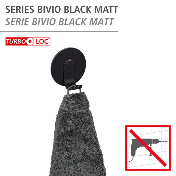 Turbo-Loc® Wandhaken Uno Mod. Bivio Black matt, 3er Set