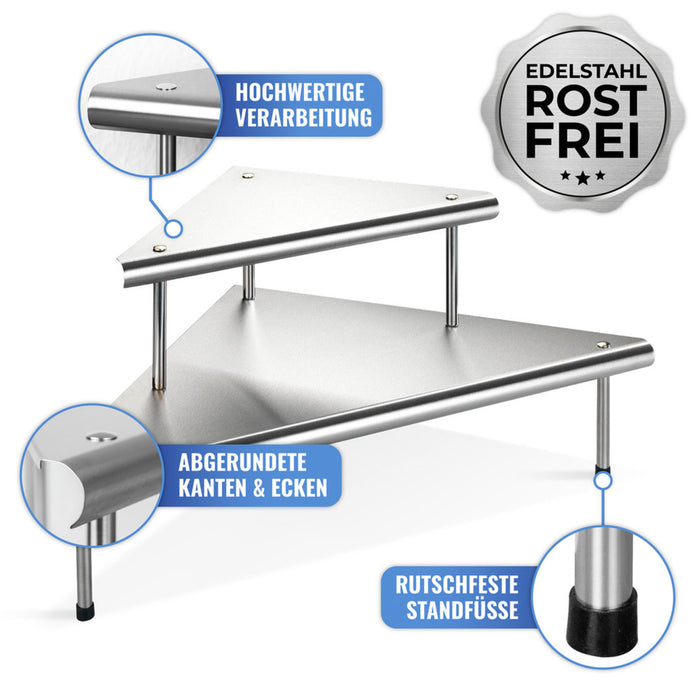 Küchen-Eckregal Mod. Massivo Duo mit 2 Ablagen Edelstahl