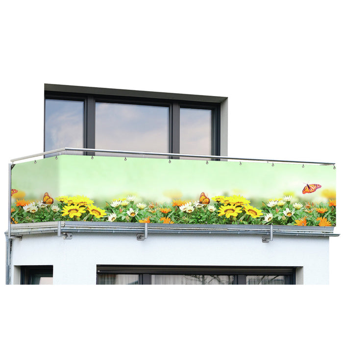 Balkon-Sichtschutz mit Schmetterlings-Motiv, 5 m