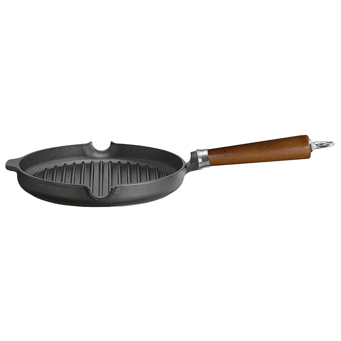 Grillpfanne Maestro Gusseisen mit braunem Buchenholzgriff Ø25cm