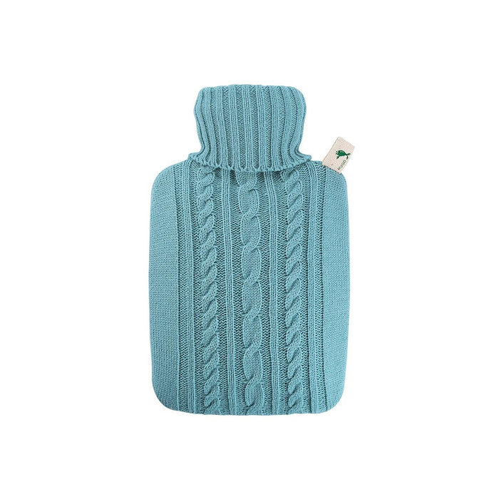 Wärmflasche Klassik 1,8l Strickbezug pastell-blau