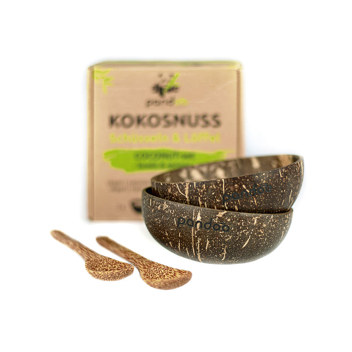 Kokosnuss-Set (2 Schüsseln & 2 Löffel) 4teilig