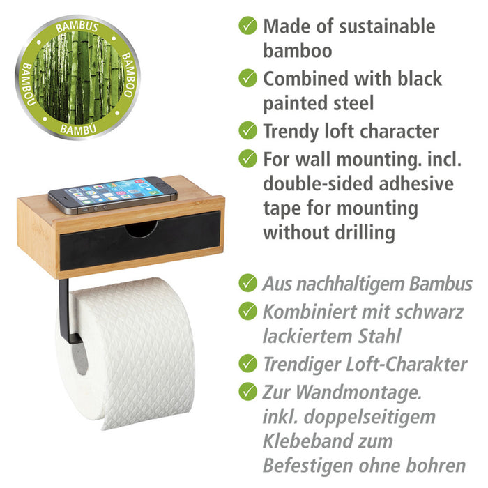 Toilettenpapierrollenhalter mit Schublade Bambusa Lorey für Haushaltswaren - Fachgeschäft